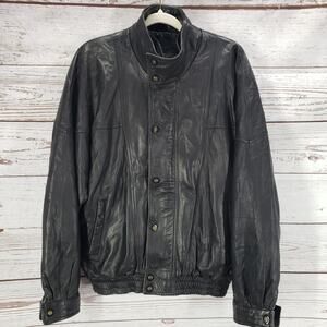 Monaco Leather Italy Men's Snap/Full Zip Lambskin Leather Jacket Size XL